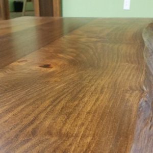 AppWood Custom Table with Live edge sycamore slab top, walnut insert, steel base