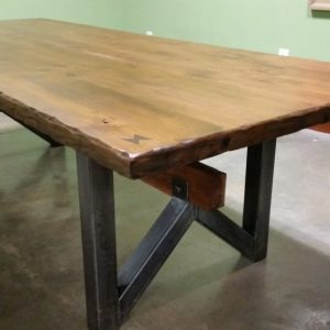 Solid Ash slab Table top for your kitchen table with custom steel legs