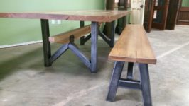 Solid Hickory Table and Bench for your kitchen table with custom steel legs